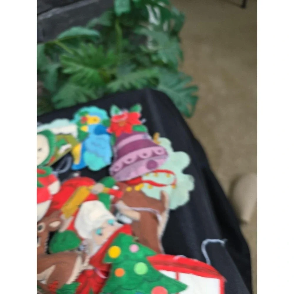 Vintage Lot of Handmade Felt Christmas Die Cuts Patches ornaments decals Craft